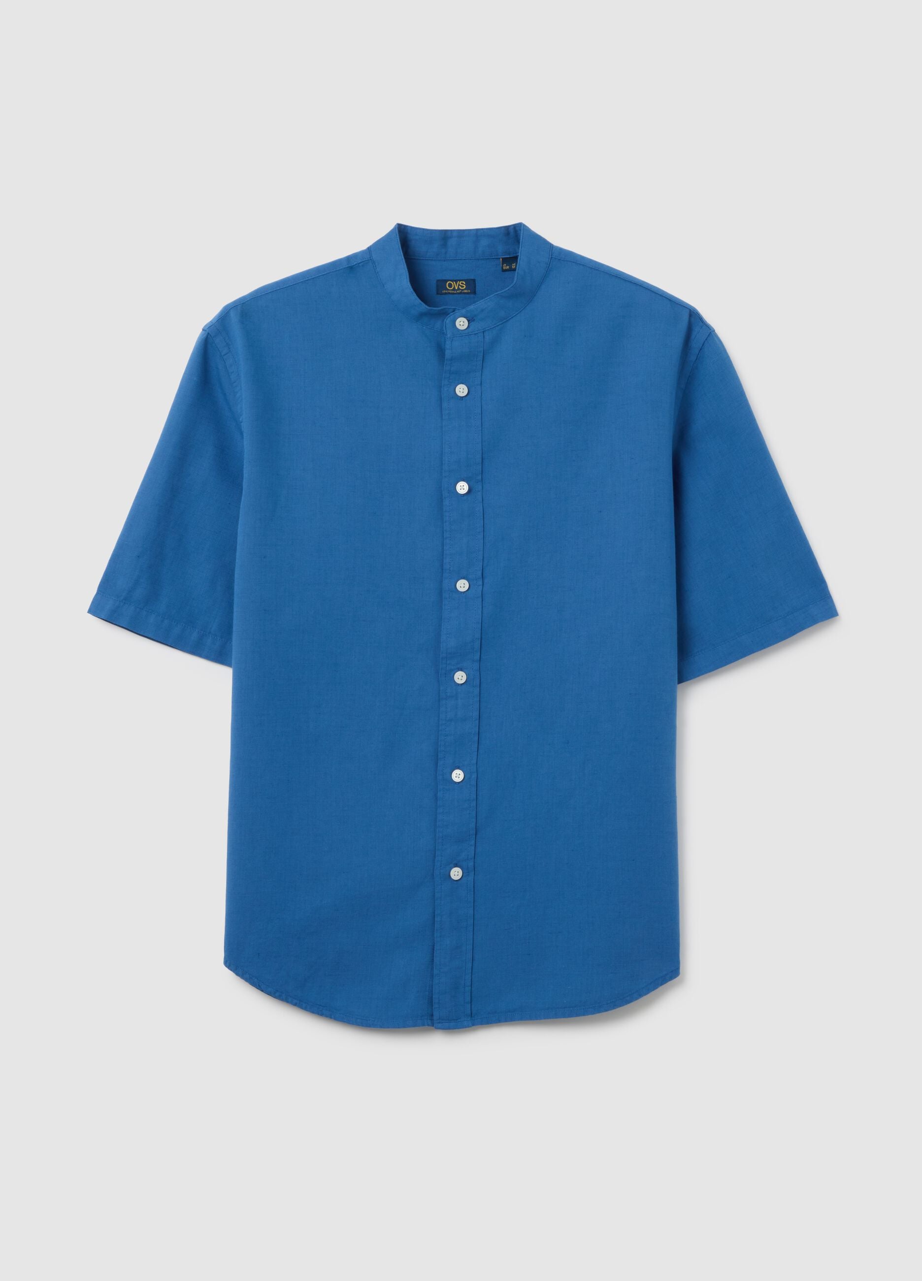 Men's blue shirt in cotton blend with regular-fit