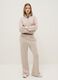 Beige wide leg trousers in stretch modal blend_0