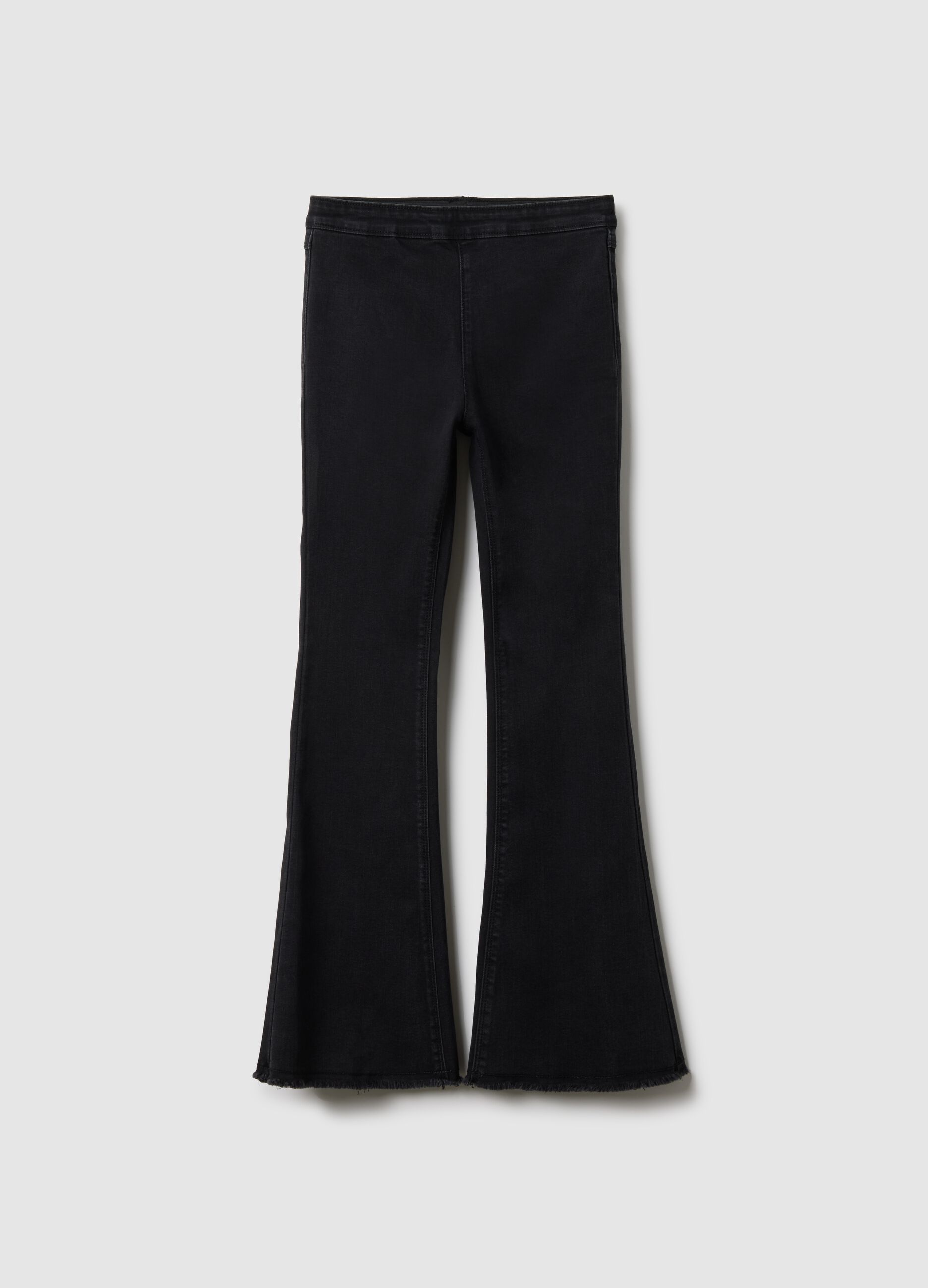 Black Stretch Cotton Flare Fit Girls' Jeggings