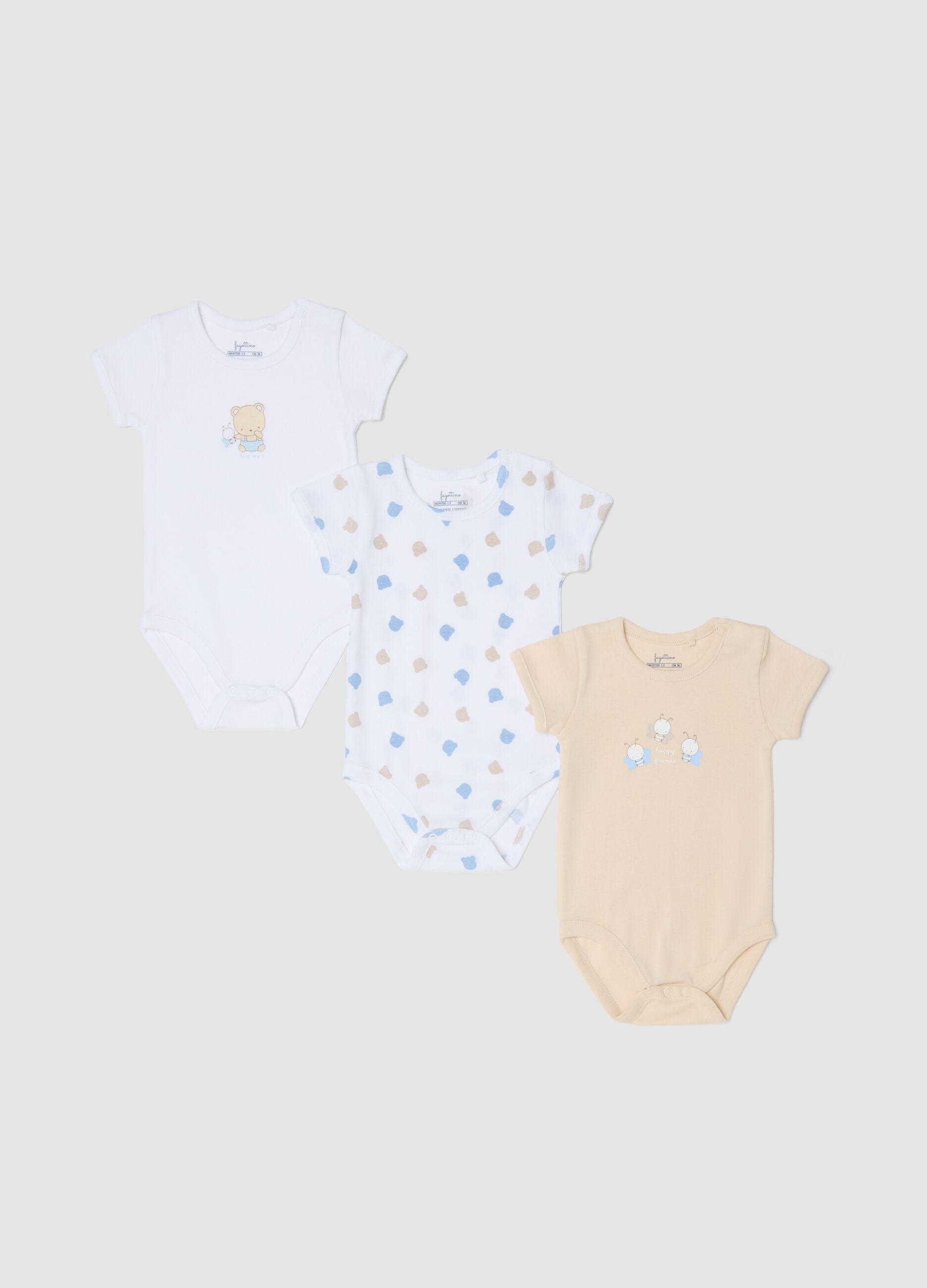 Newborn multicolour pure cotton bodysuit tripack with designs