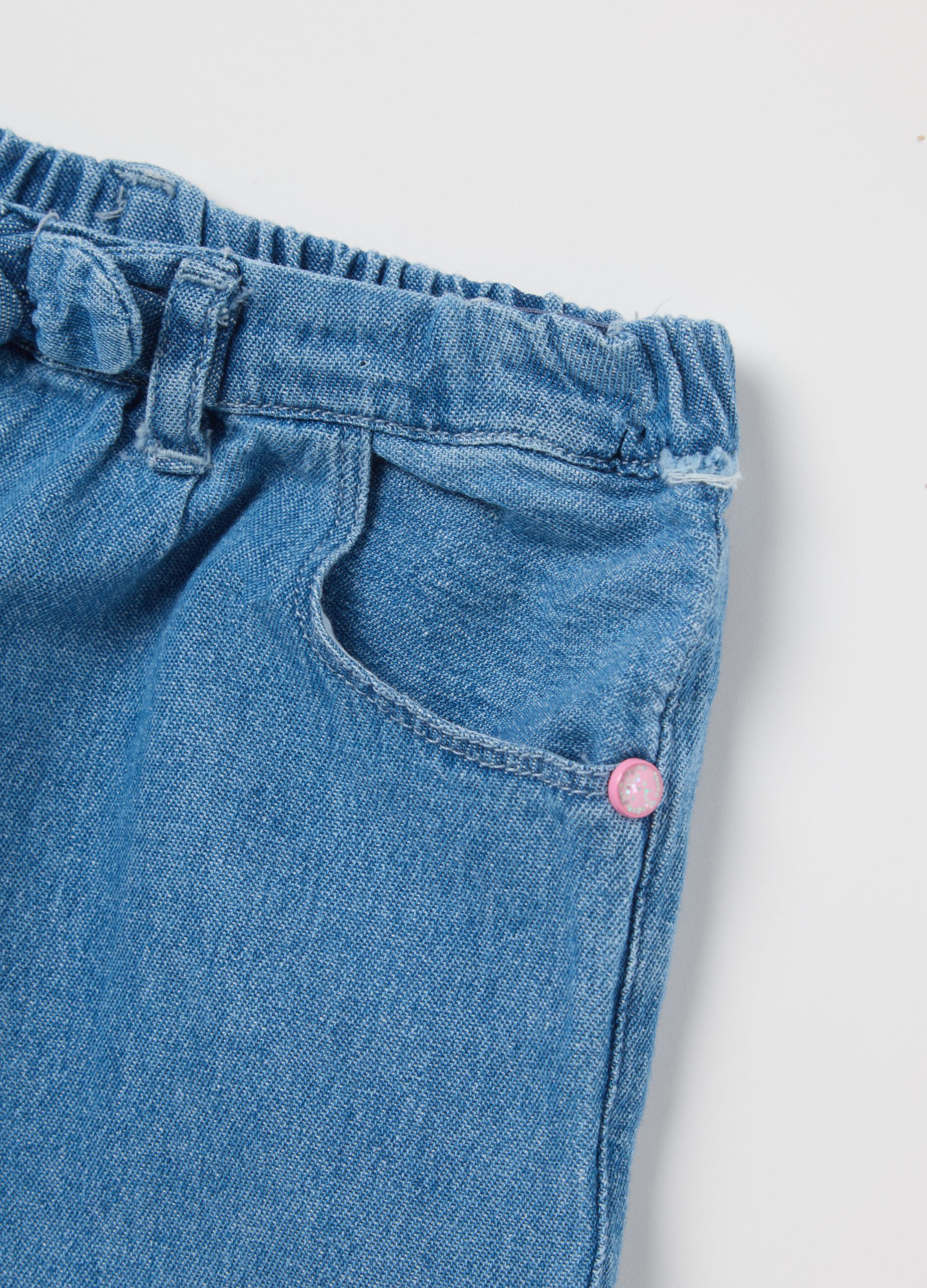 Baby girls&rsquo; shorts in 100% multicoloured cotton denim with regular fit