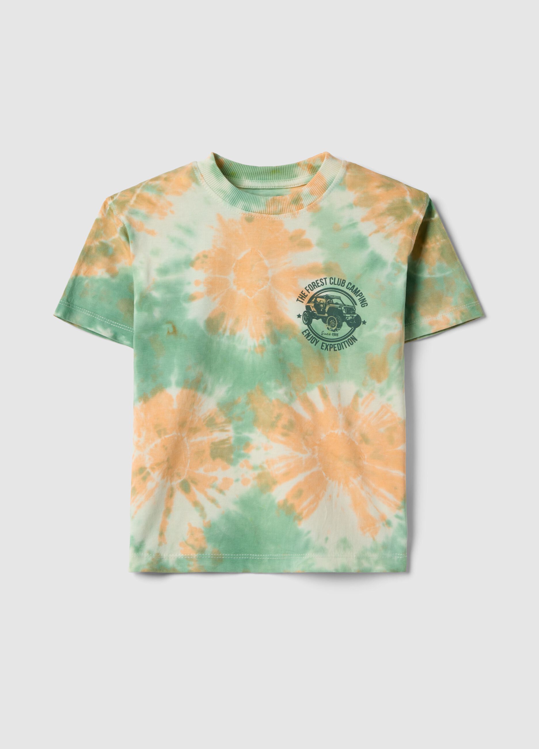 Kids' Multicolour Pure Cotton Tie-Dye T-shirt, Regular Fit