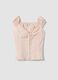Pink stretch cotton blouse with buttons and ruffles, regular fit_4