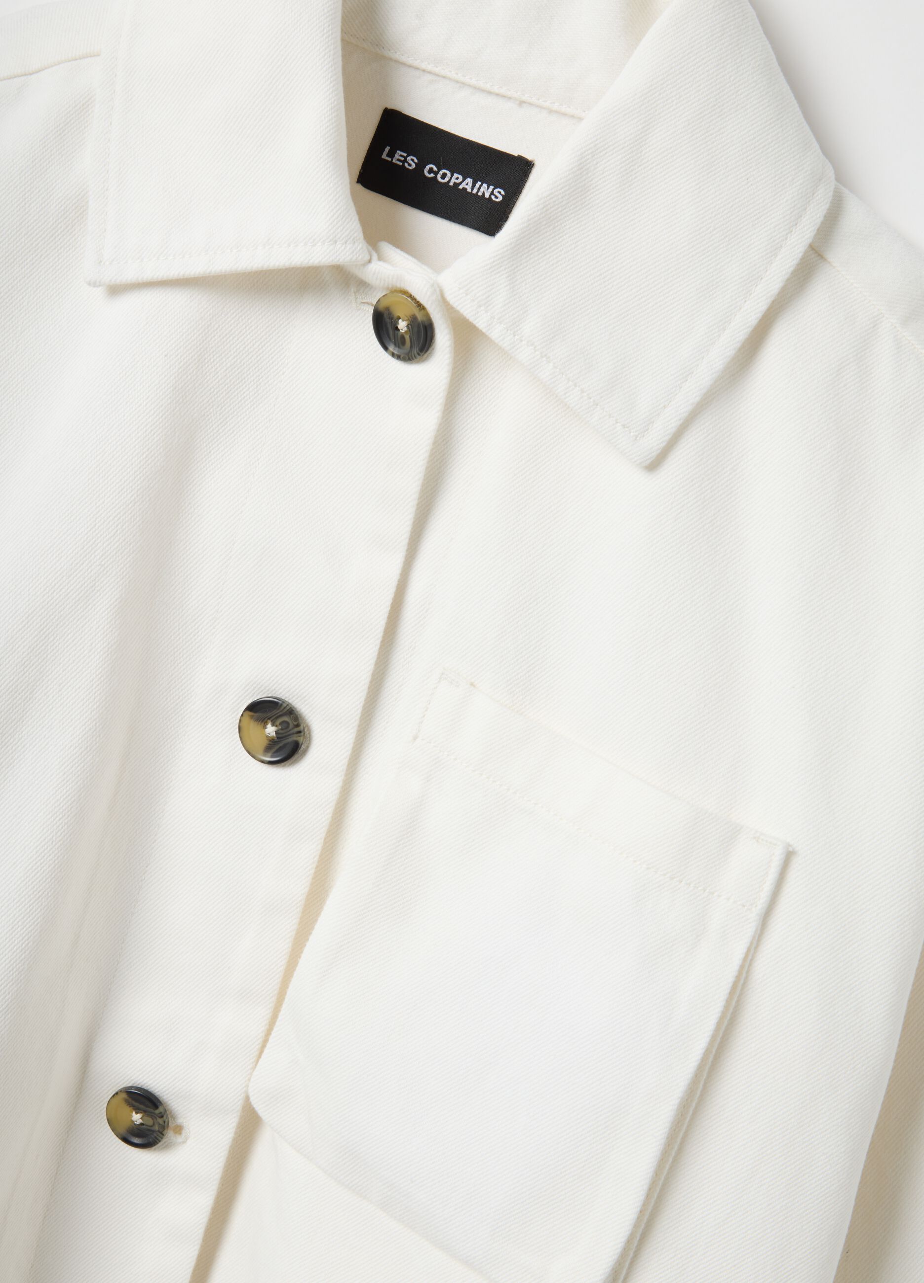 White pure cotton jacket with buttons, regular fit