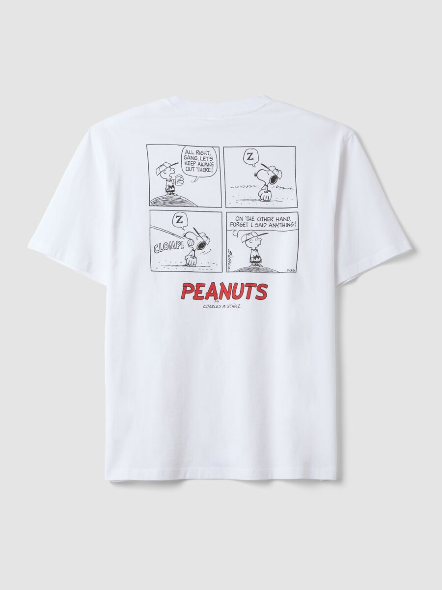 White pure cotton Peanuts print T-shirt, relaxed fit_5