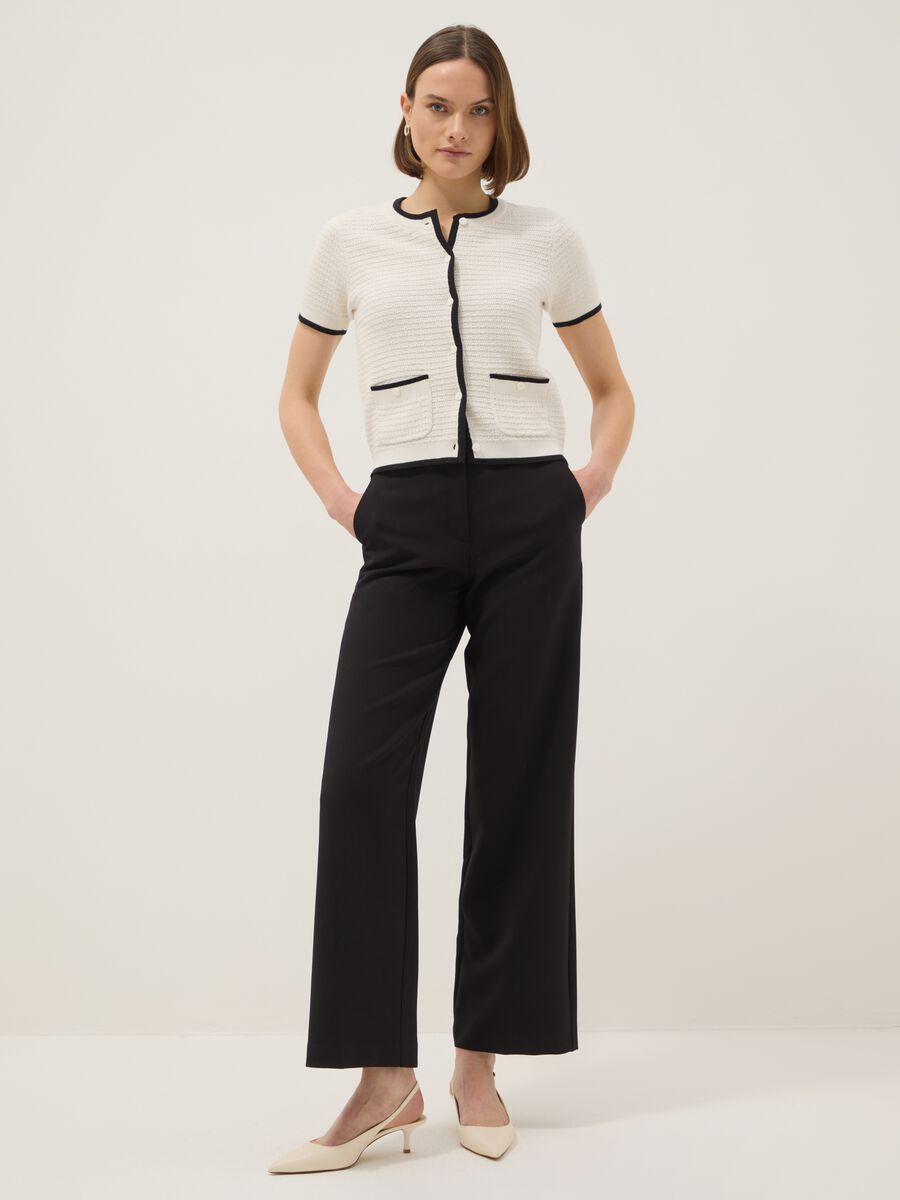Cardigan bianco in puro cotone regular fit con bottoni_1