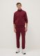Red cotton blend regular fit hoodie with full zip_1