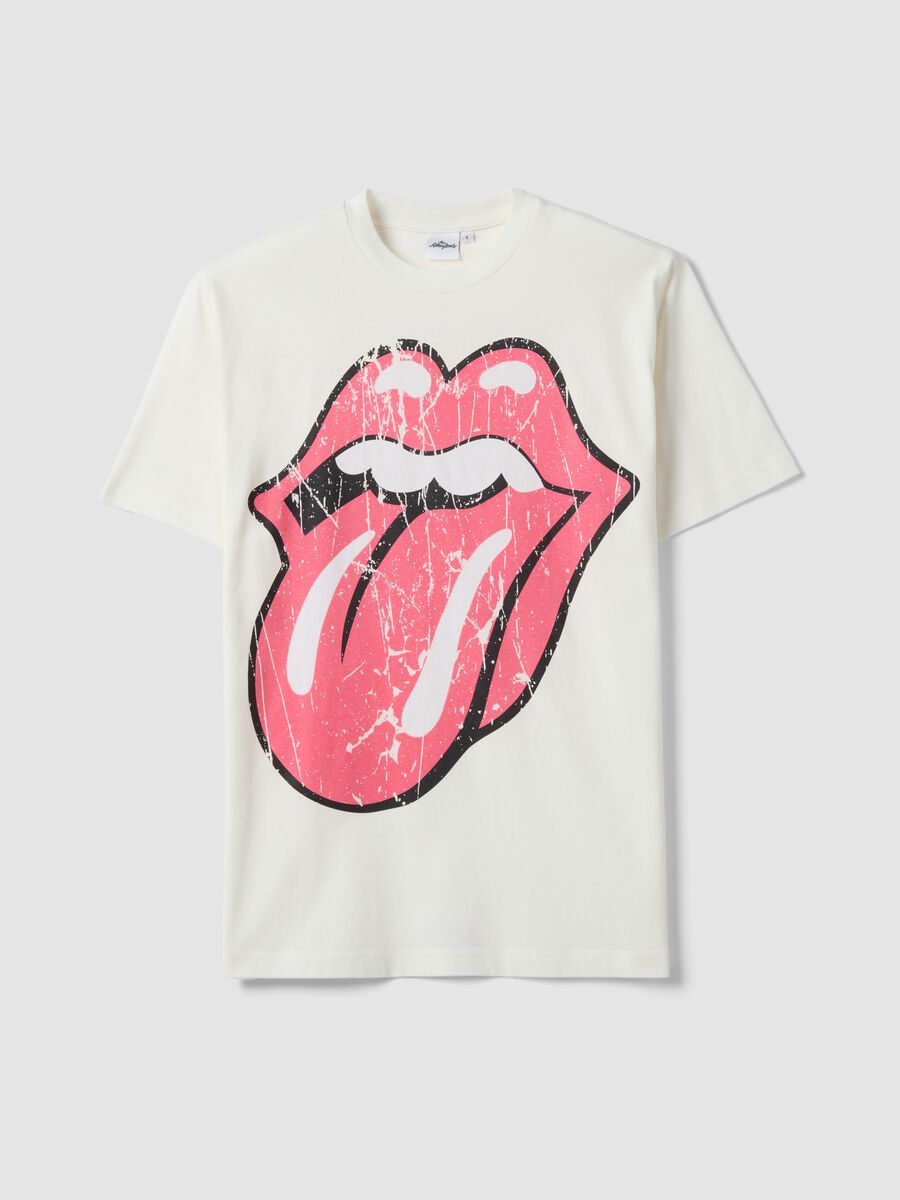 White pure cotton regular fit T-shirt with Rolling Stones print_4