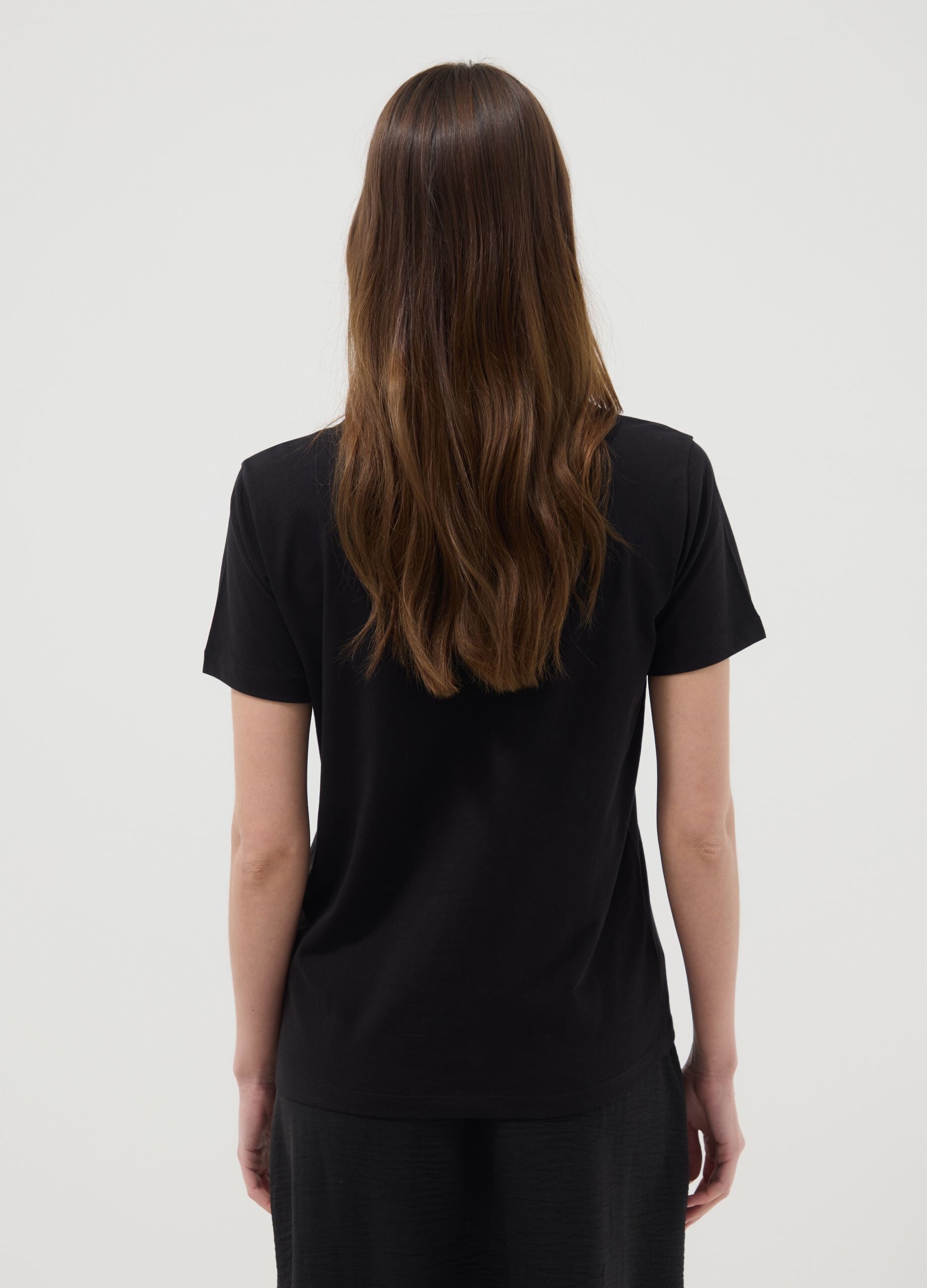Black pure cotton T-shirt with K-Pop Demon Hunters print, oversized fit