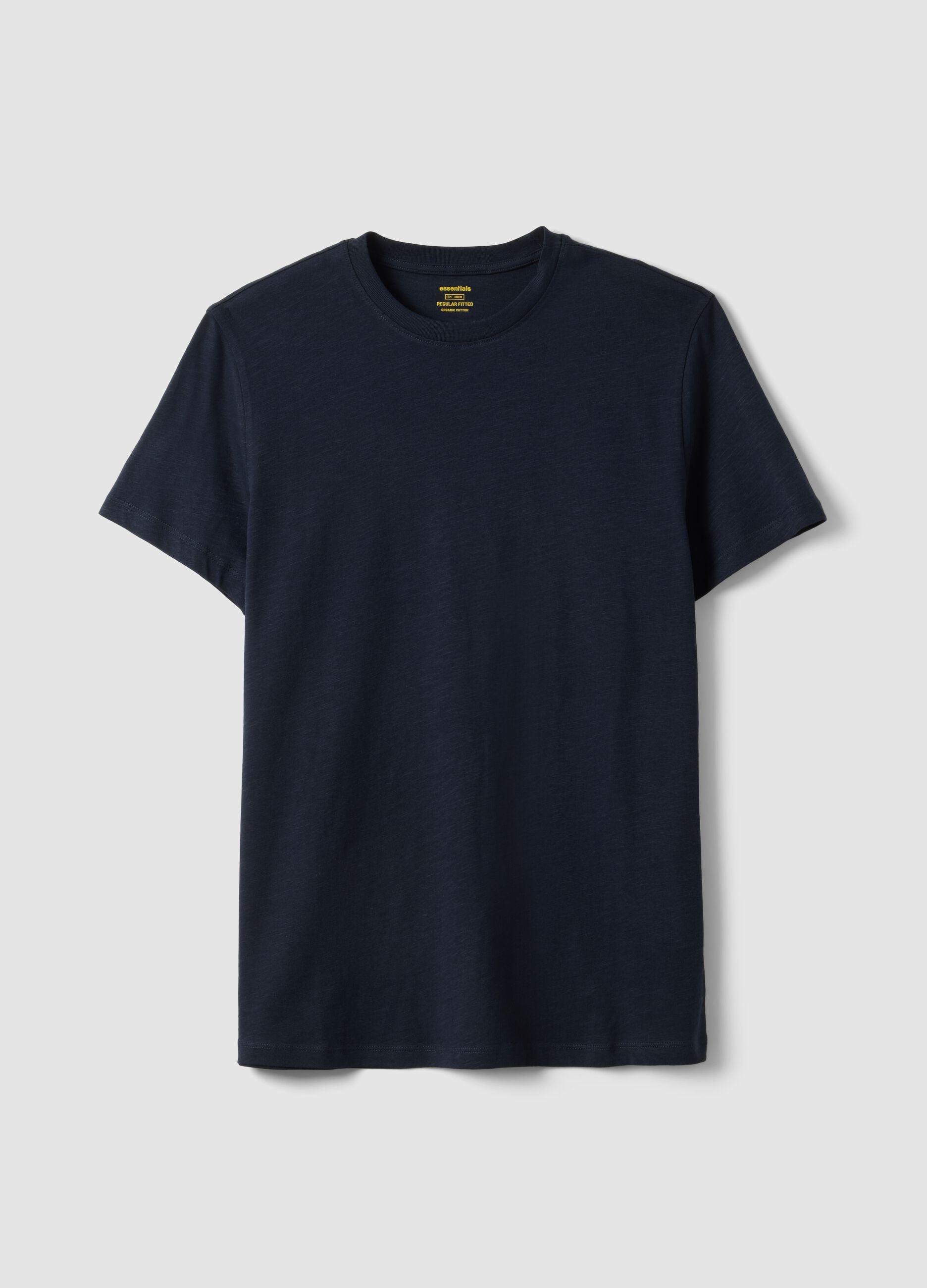 Short sleeve pure cotton blue regular fit T-shirt