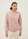 Regular fit pink cotton blend sweatshirt with half zip and high collar_0