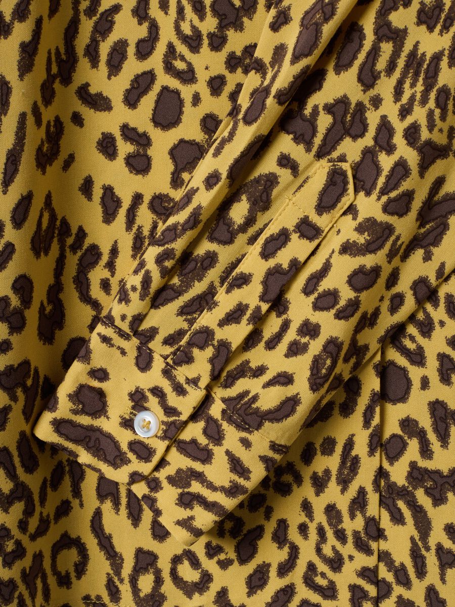 Yellow pure viscose animal-print shirt, regular fit_5