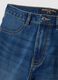 Blue cotton blend flare fit jeans_5