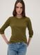 Green long-sleeved pure cotton T-shirt_0