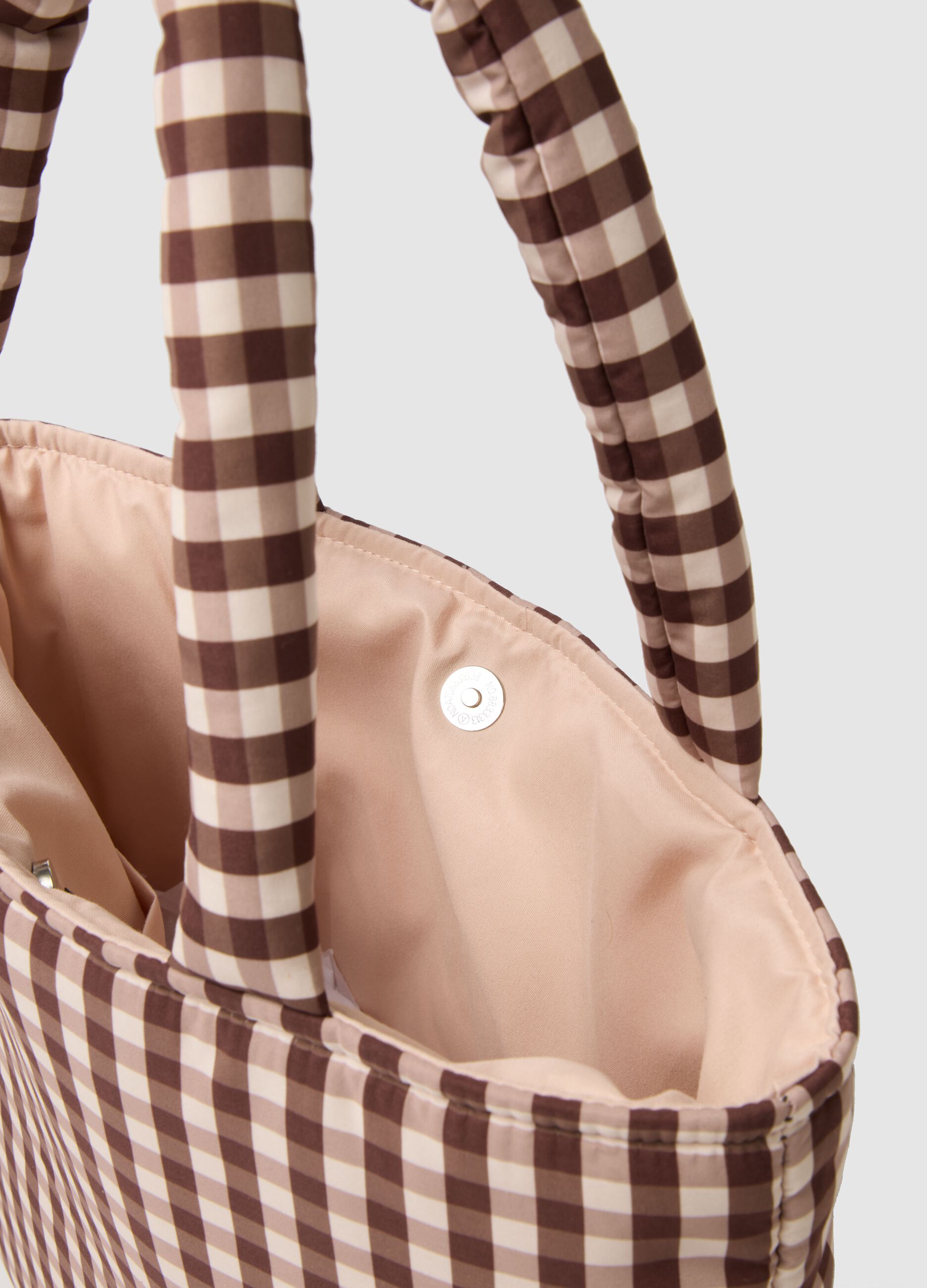 Multicolour Checkered Pure Cotton Shoulder Bag with Soft Handles