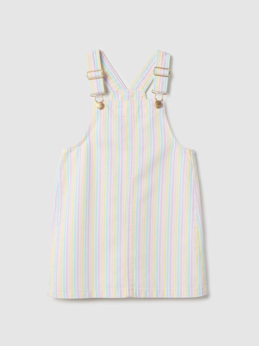 Girls' multicolour striped pure cotton dungarees regular fit_0
