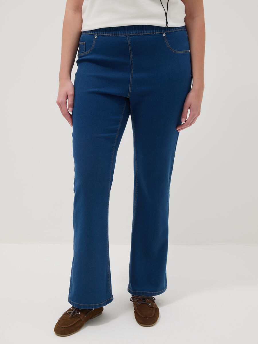 Pantaloni bootcut blu in cotone elasticizzato regular fit_1