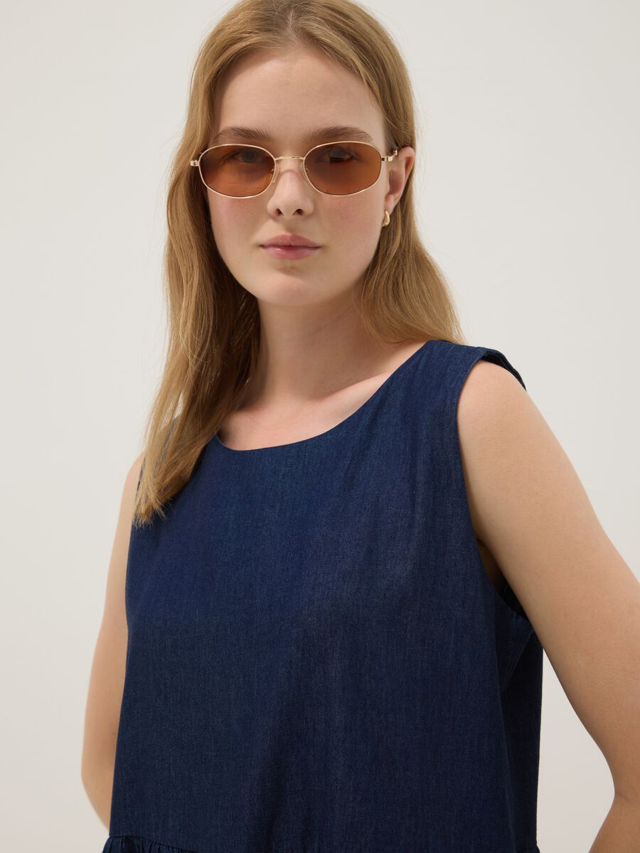 Blue midi dress in pure cotton_2