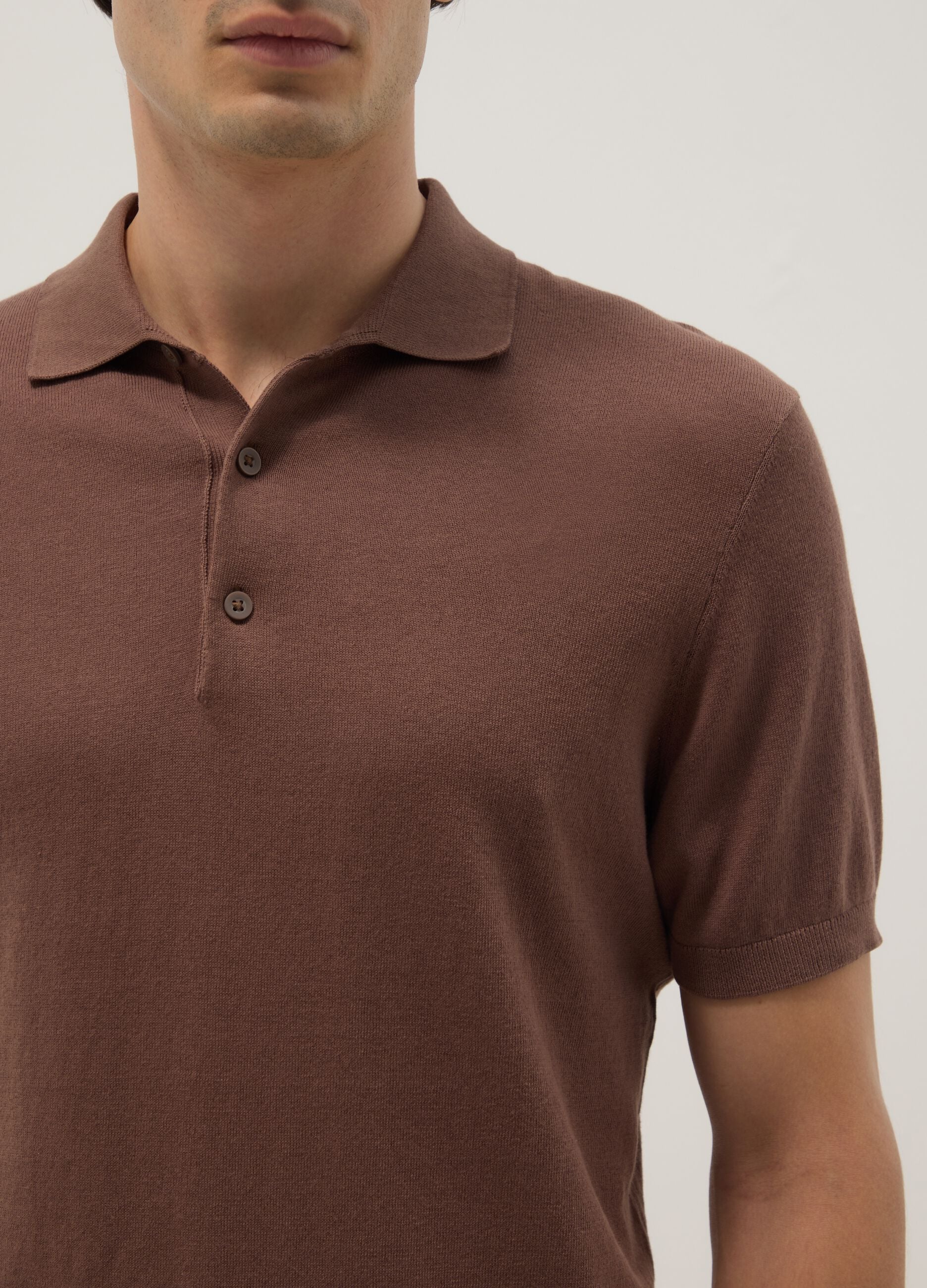 Brown pure cotton polo regular fit