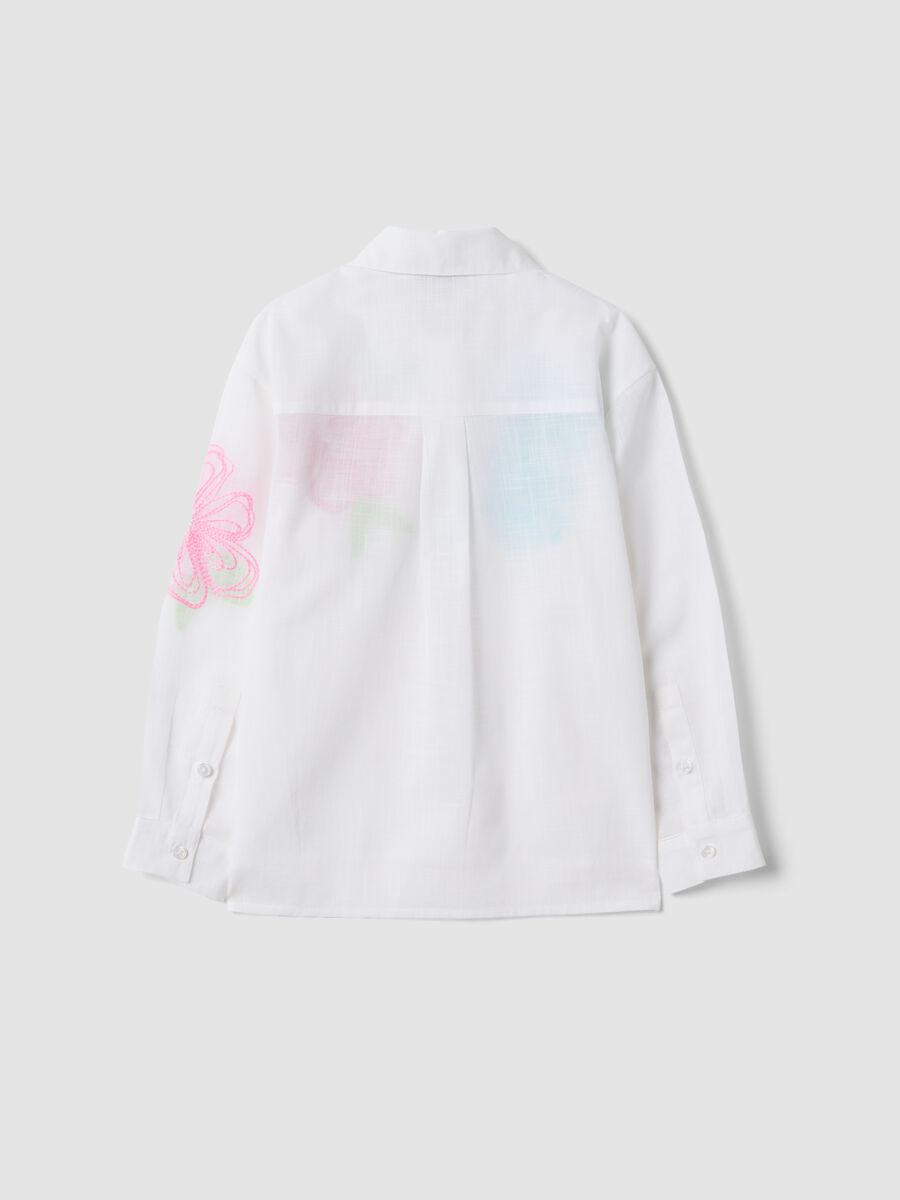 White pure cotton shirt with floral embroidery_4