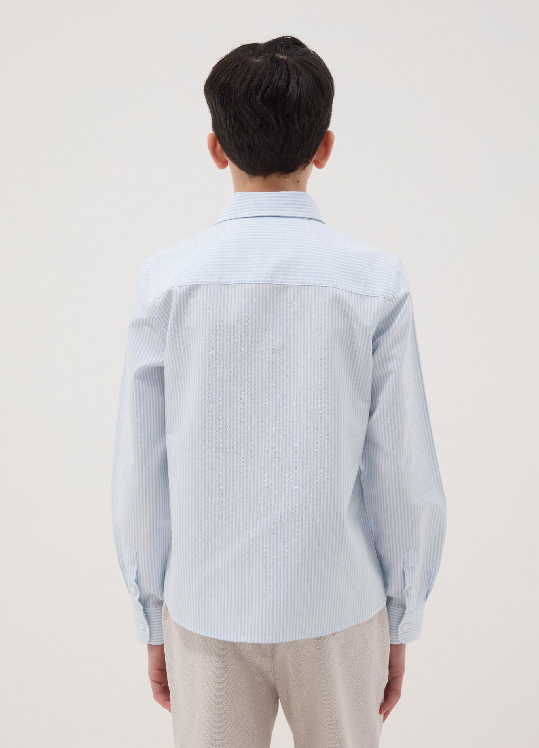 Boys' multicoloured stripe pure cotton shirt, regular fit