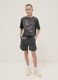 Grey cotton relaxed shirt and shorts set for girls featuring Kuromi_0