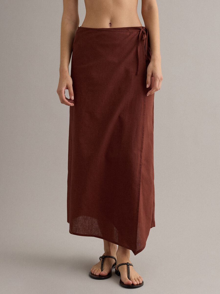 Pareo marrone in misto cotone e lino_1