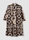 Brown stretch-cotton dress with geometric pattern, regular fit_4