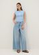 Blue fitted stretch-cotton T-shirt with print_1