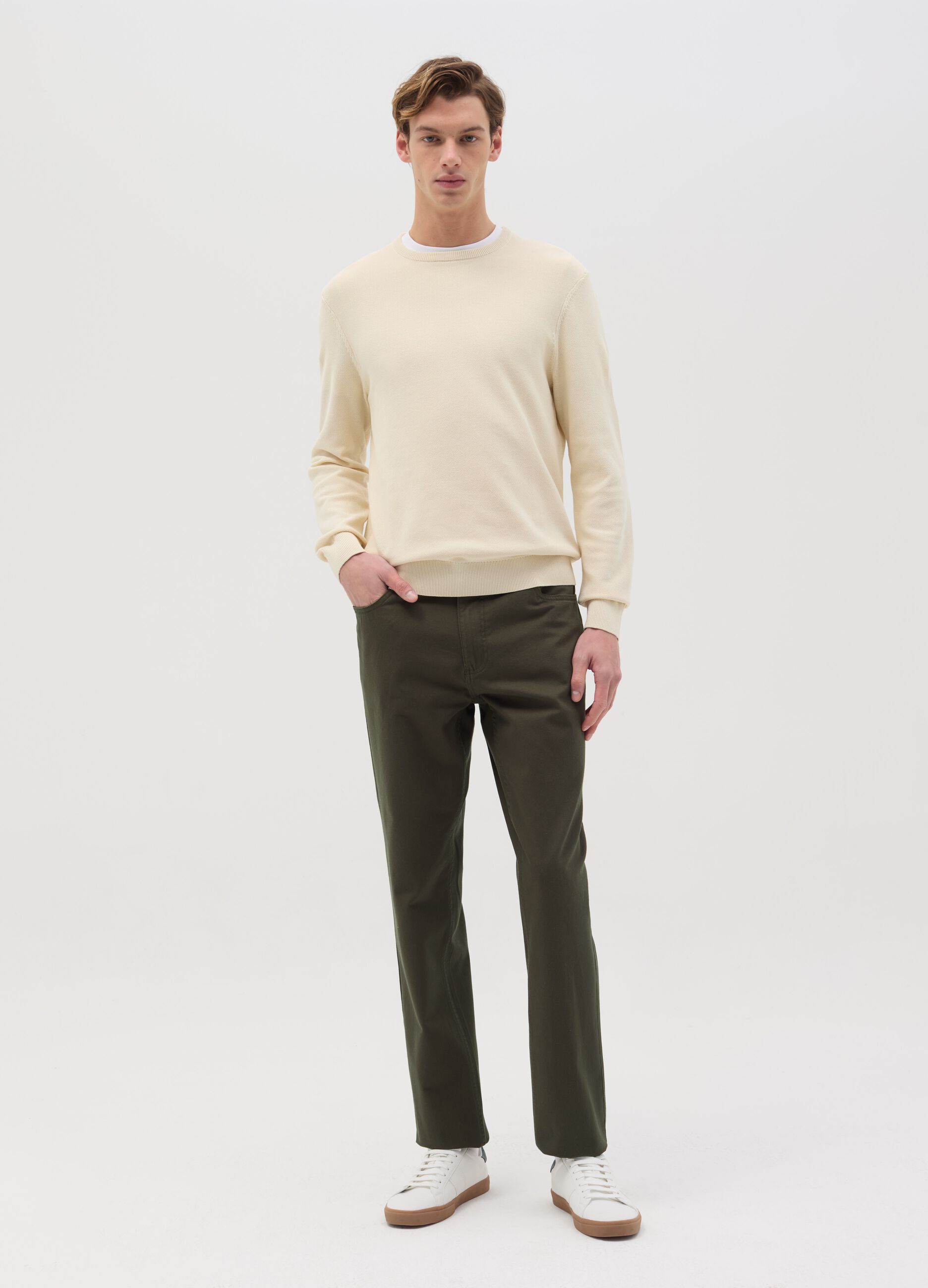 Cotton pullover with micro weave