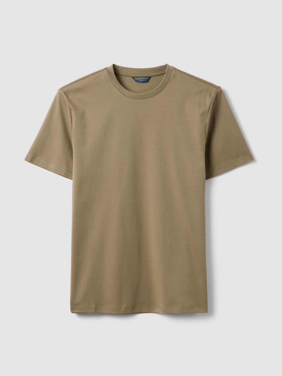 Beige slim-fit mercerised pure cotton T-shirt_4