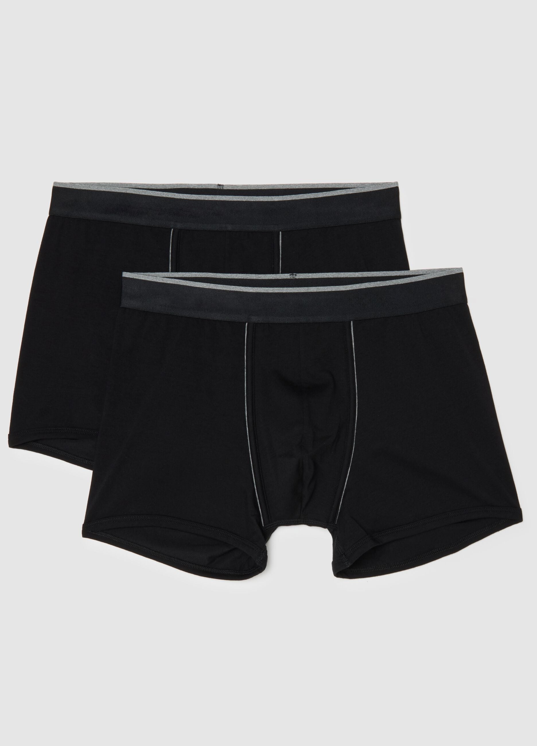 Twin pack regular fit black stretch cotton boxers