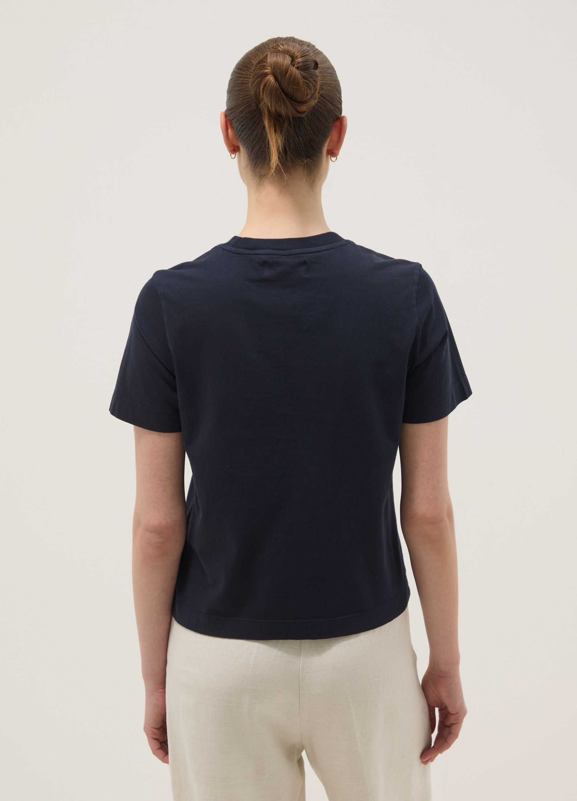 Blue short-sleeve pure cotton regular fit T-shirt