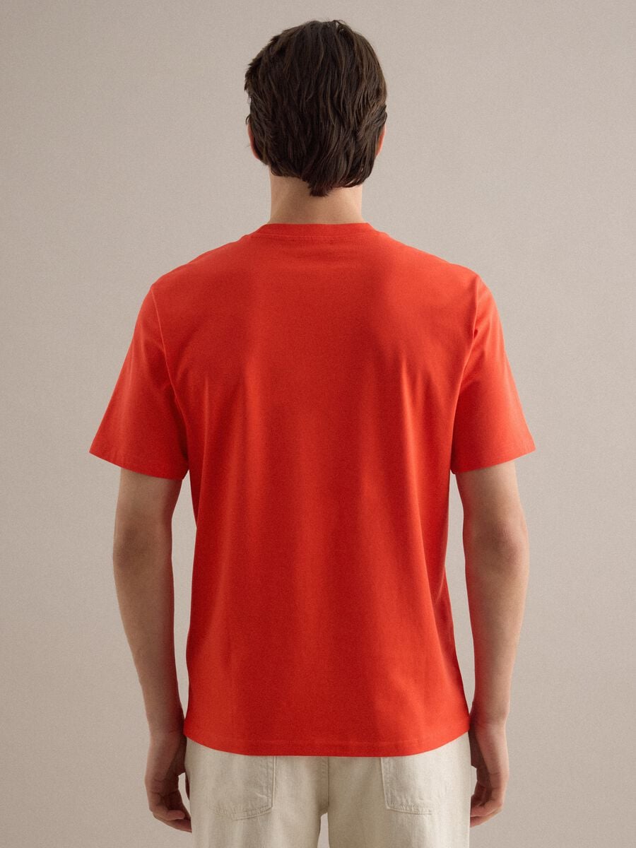 Orange pure cotton crew neck t-shirt relaxed fit_3