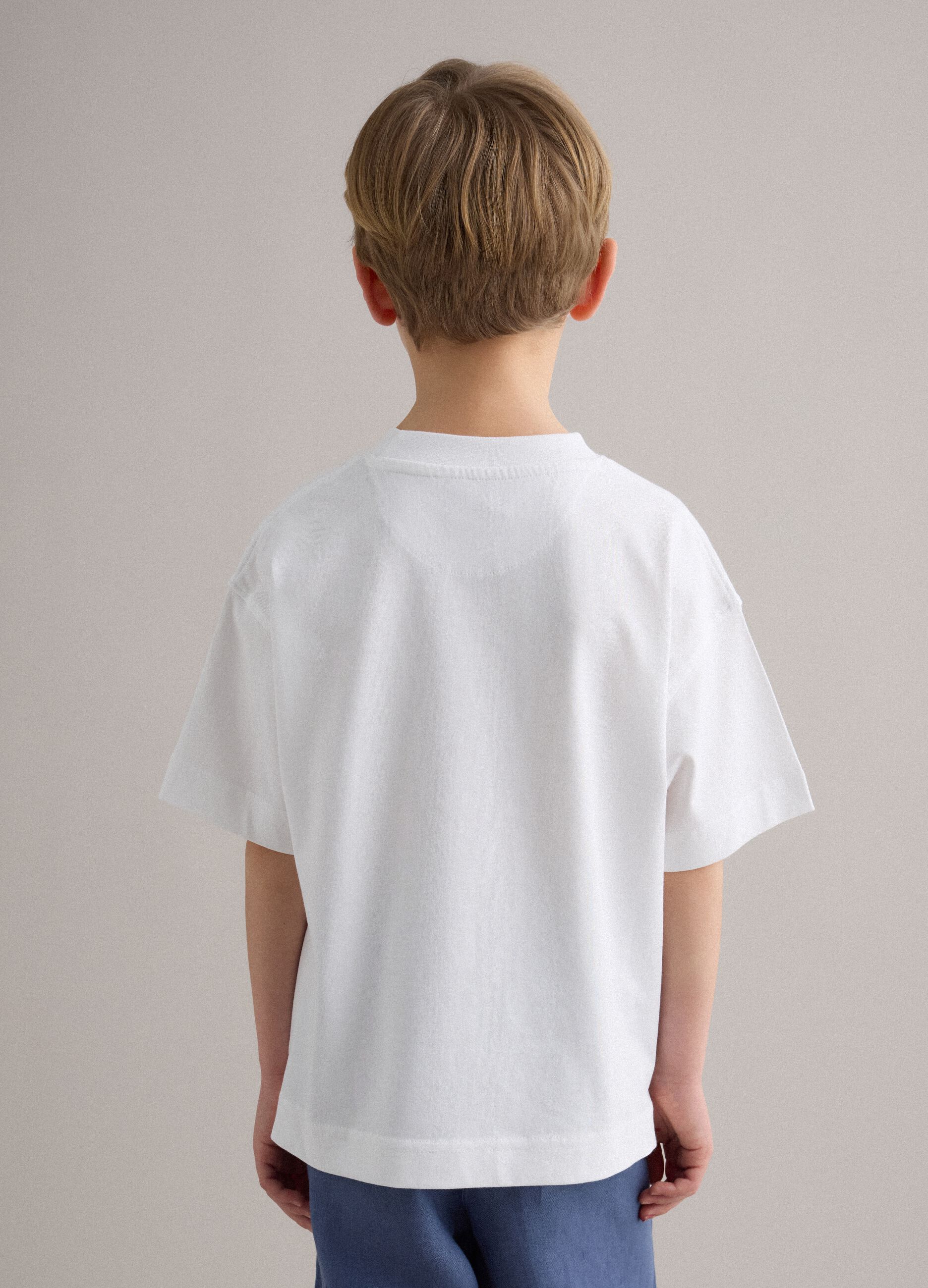 White pure cotton oversized fit children's t-shirt