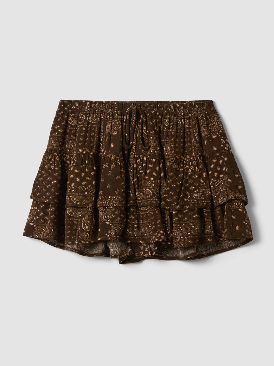 Brown pure viscose mini skirt with ruffles_4