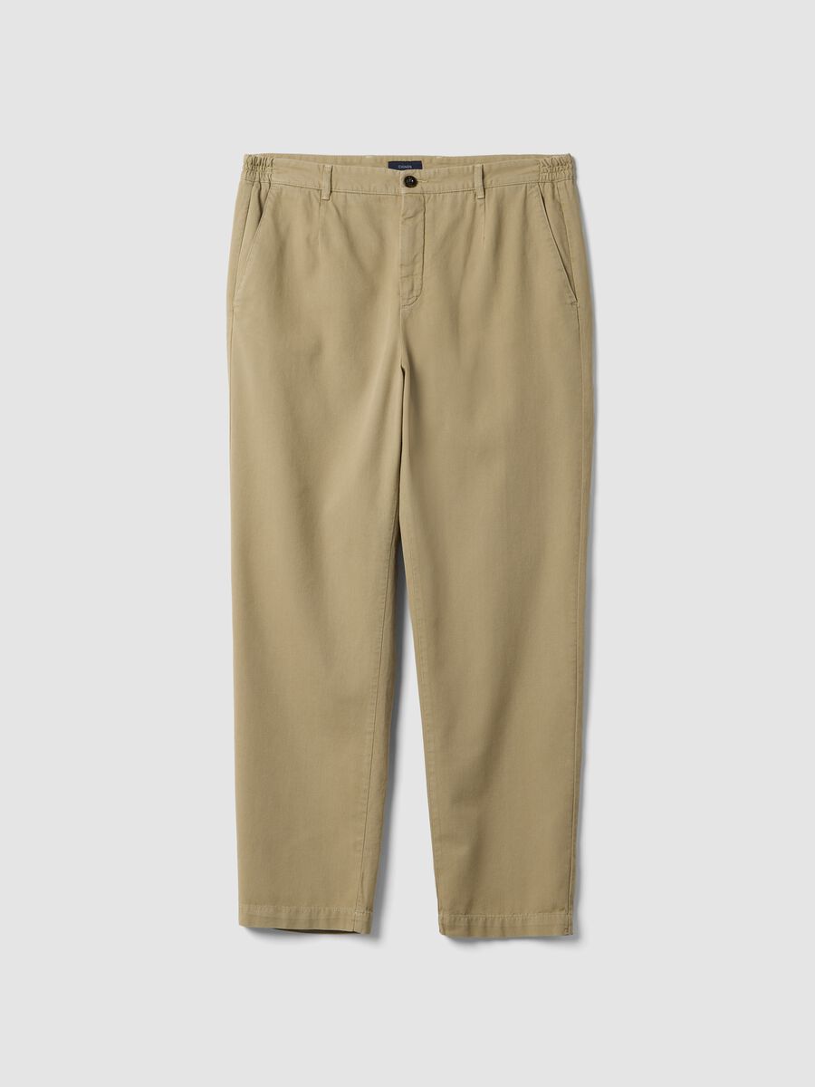 Beige pure cotton carrot-fit chino trousers_4