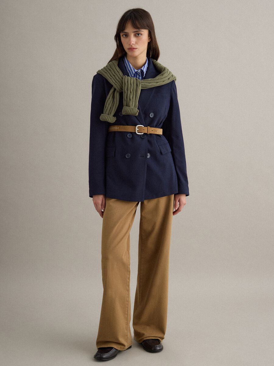Straight Brown Stretch Cotton Chino Trousers_1