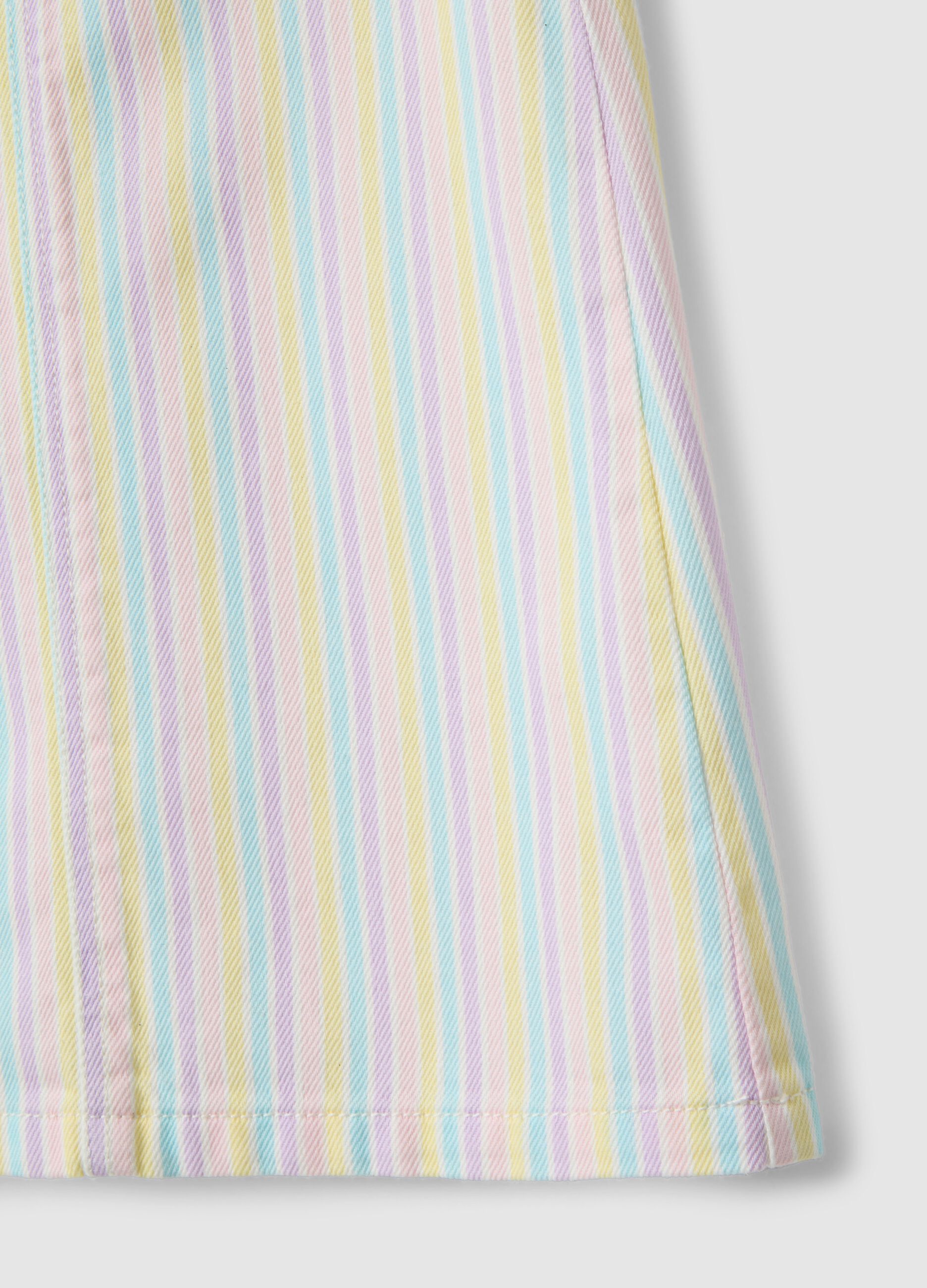 Girls' multicolour striped pure cotton dungarees regular fit