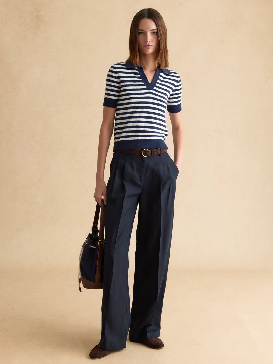 Regular fit multicolour striped cotton blend jumper_2