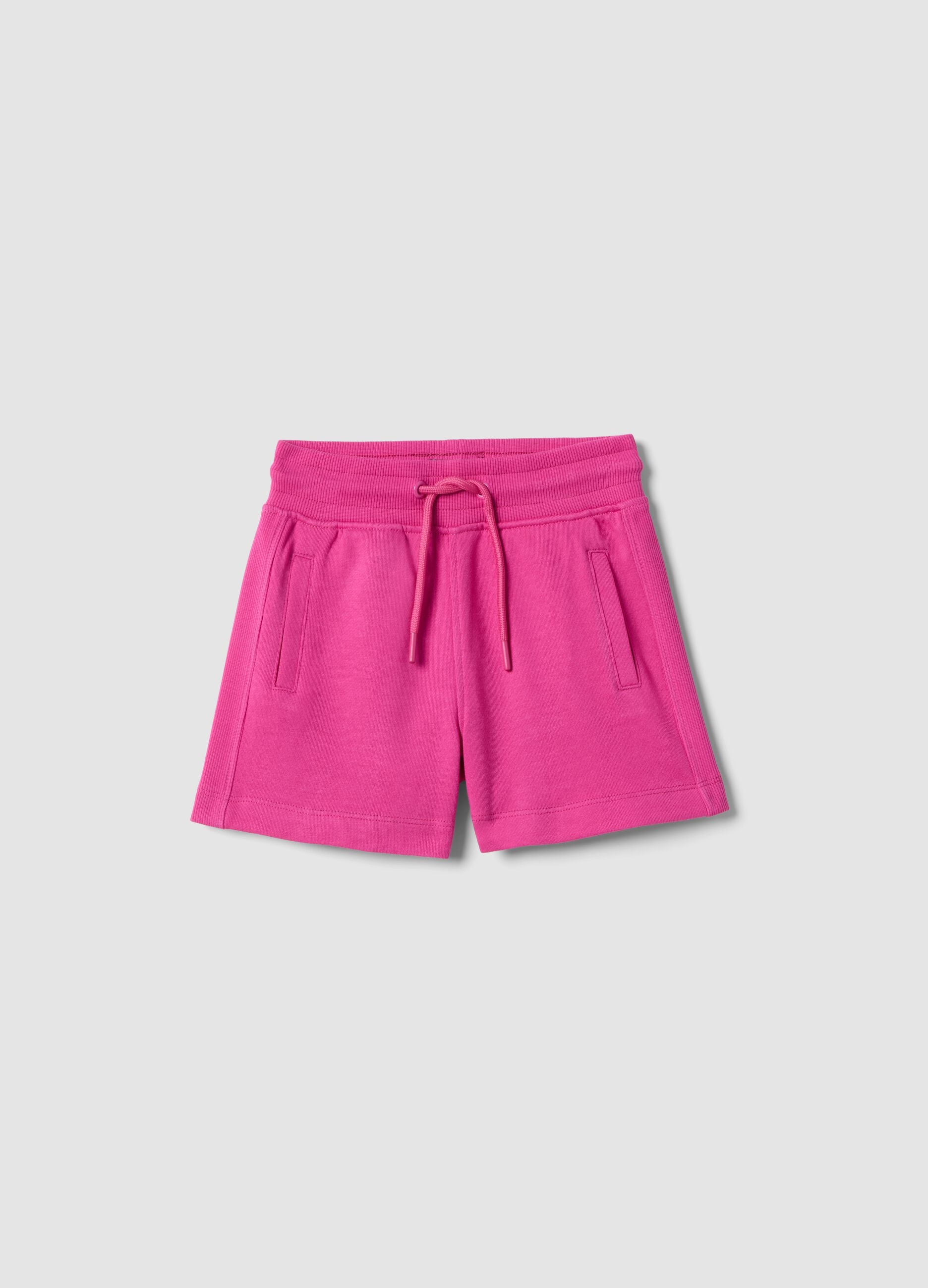 Girls&rsquo; pink 100% cotton shorts, regular fit