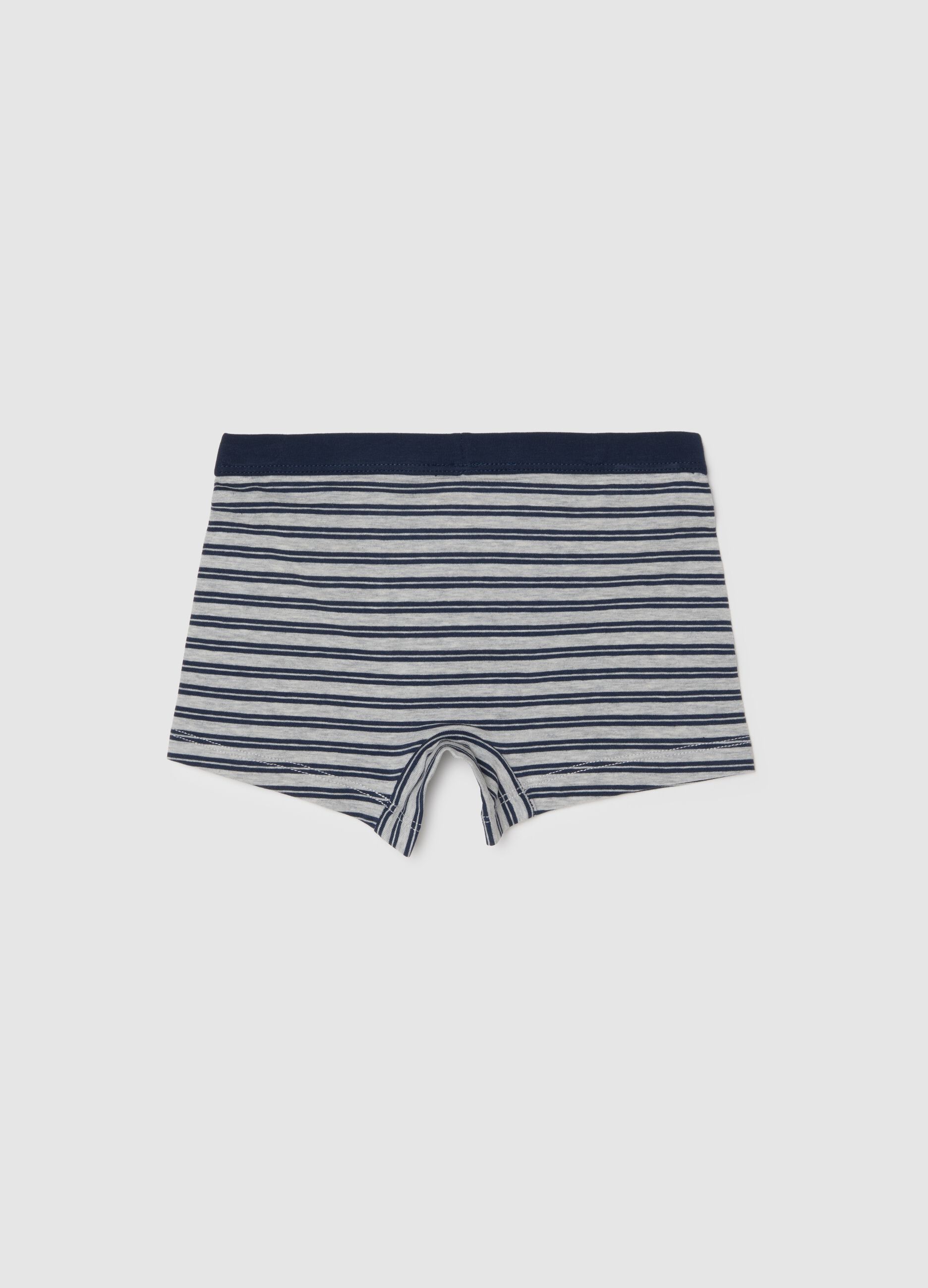 Regular fit boys' multicolour striped stretch cotton boxers