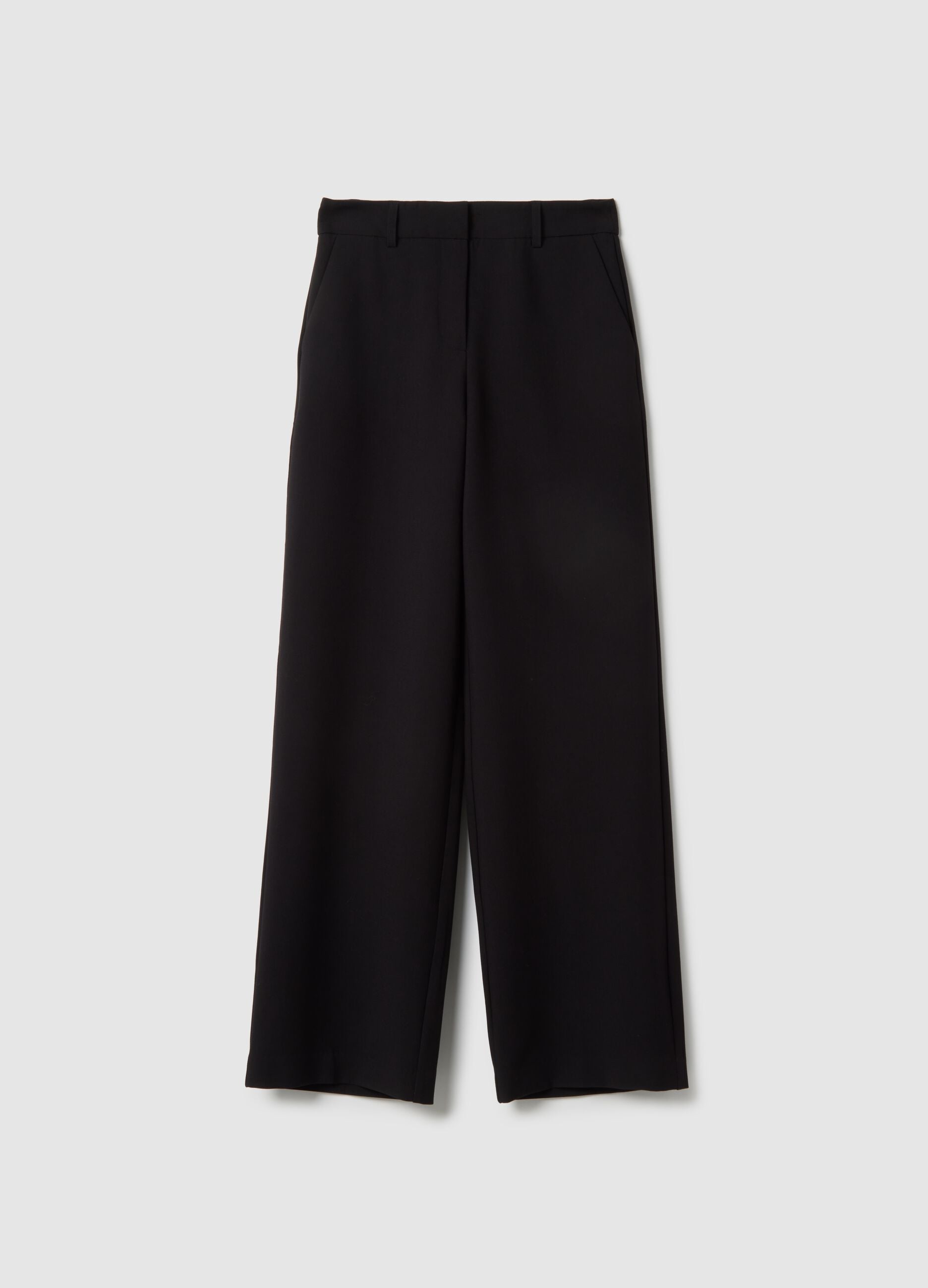 Black Straight Stretch Trousers