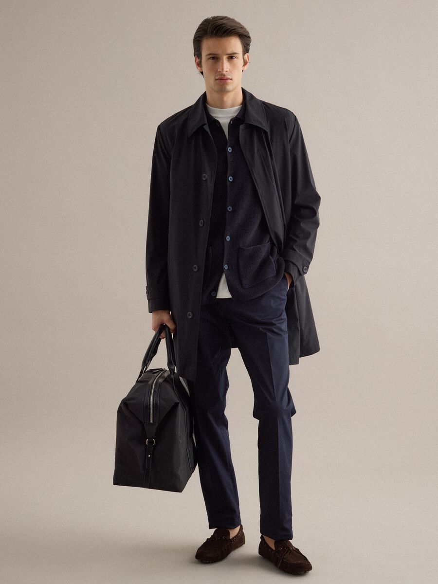 Long black trench coat regular fit with buttons_2