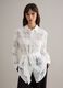 White viscose blend oversized fit semi-transparent check shirt_0
