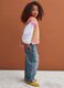 Blue pure cotton straight-fit jeans with belt loops for girls_0