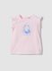Pink organic cotton girls&rsquo; tank top with print and ruffles_0