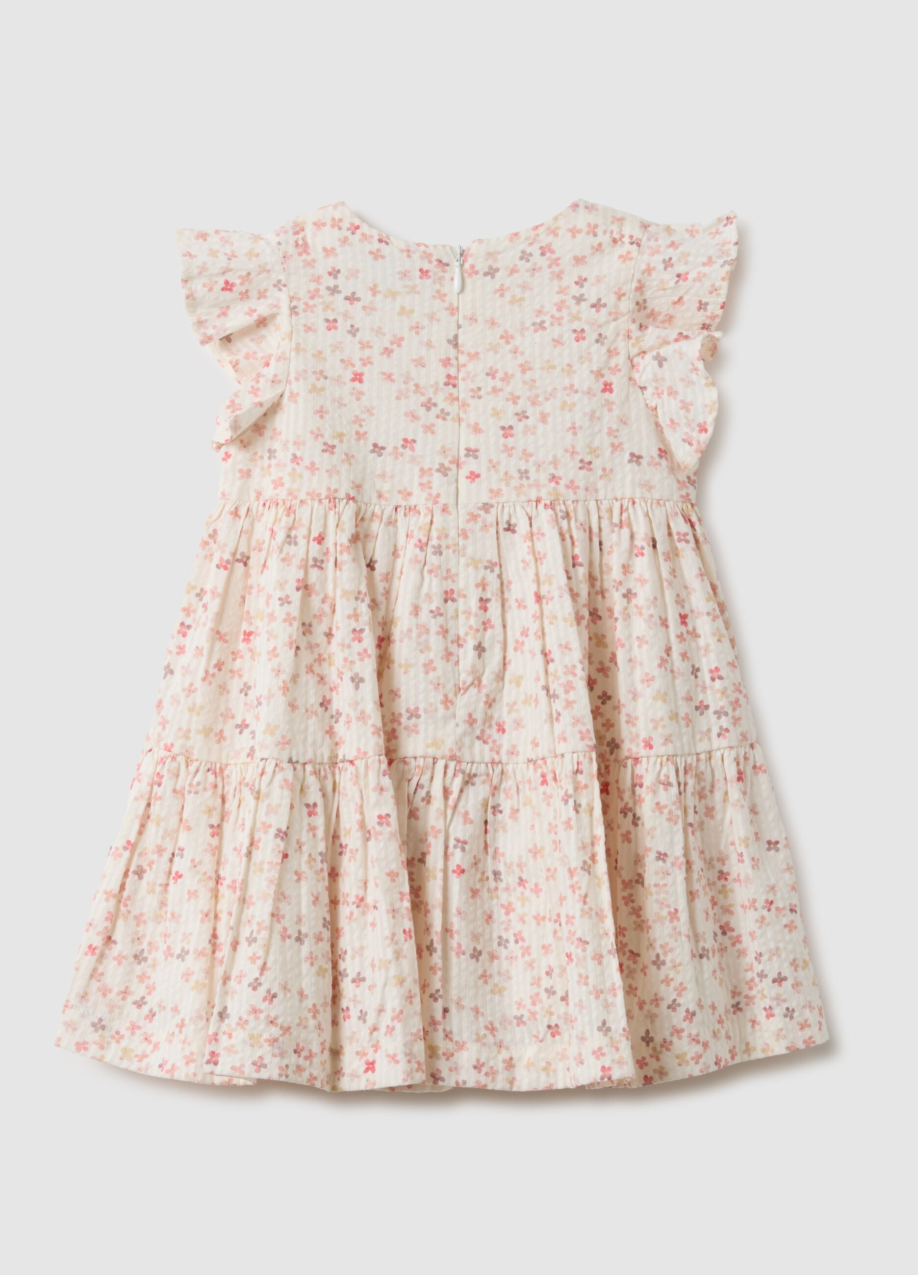 Multicolour pure cotton dress for girls, regular fit with flowers