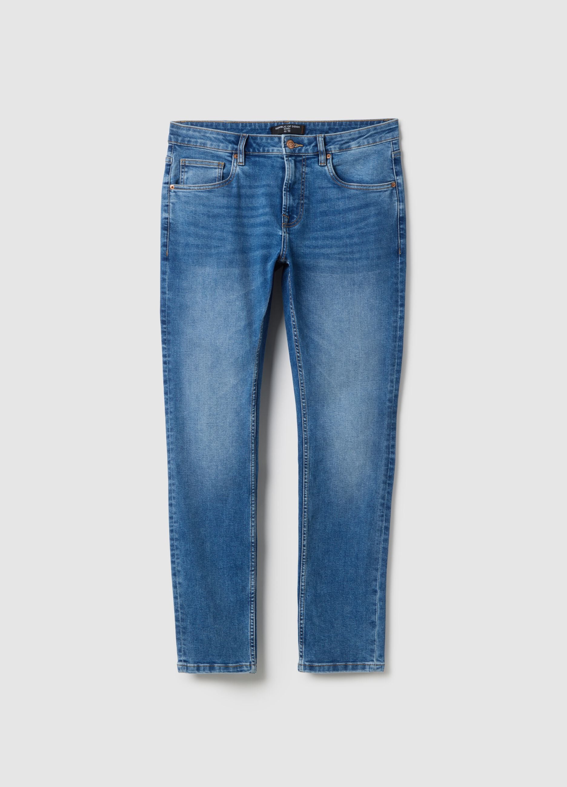 Blue Stretch Cotton Skinny Fit Jeans