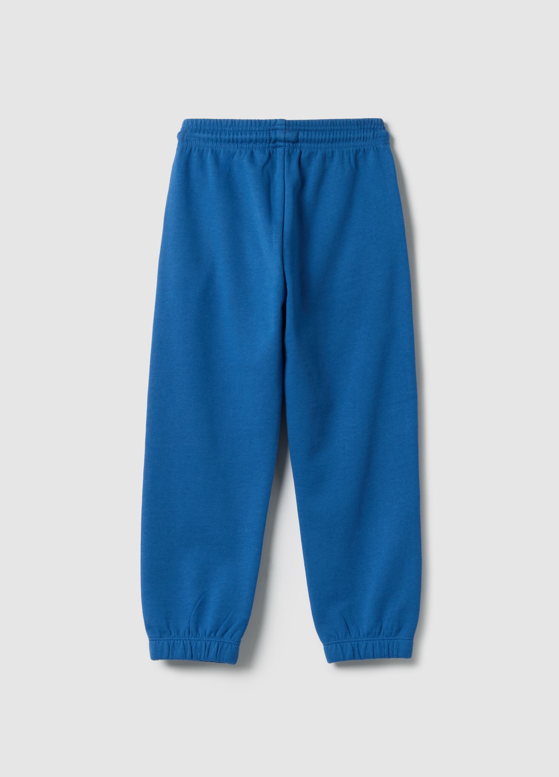 Children's blue jogger trousers in pure cotton regular fit with logo